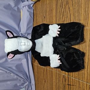 COW COSTUME - Unisex Plush Fuzzy Black/White Cow - No Tail - Size 6M-12M